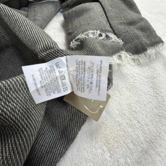 J.CREW Womens Chic Striped Cape Wrap Scarf Poncho Grey Striped Fringe H0129 New - Picture 3 of 7